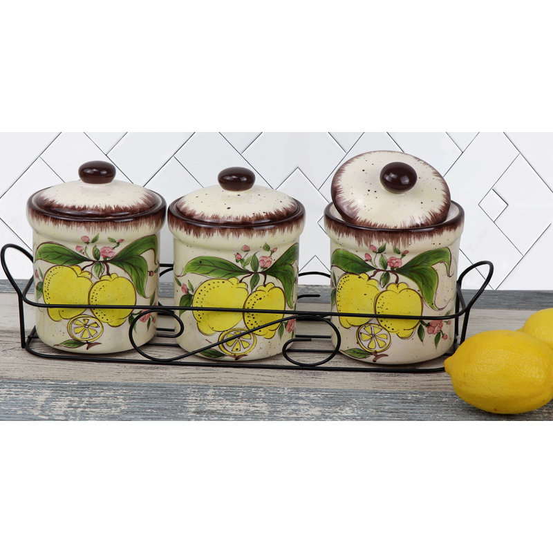 Lorren Home Trends Lemon 3 Piece Kitchen Canister Set & Reviews Wayfair